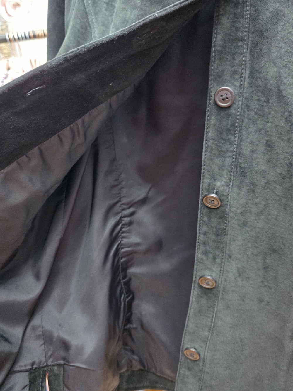Valerie Stevens Black Leather Suede Look Button Down Jacket MP - Picture 6 of 8